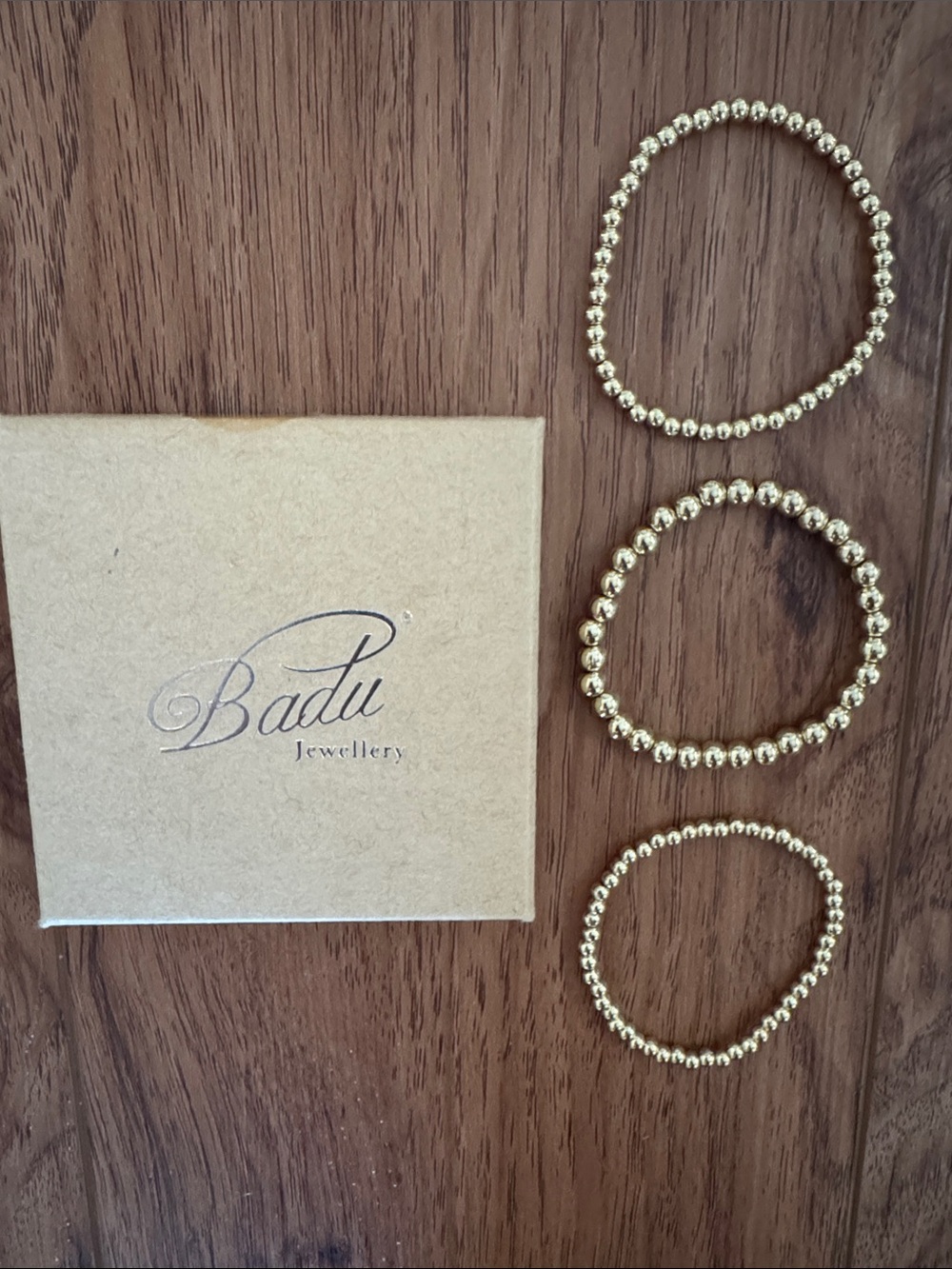 14k Gold Plated Beaded Stretch Bracelet Set - 3 Pack